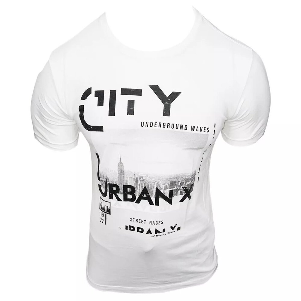 NWT NEW YORK URBAN MEN'S WHITE CREW NECK SHORT SLEEVE T-SHIRT SIZE M XL